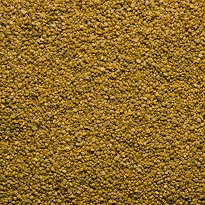 Nærbillede af gul farvet sand 1,2-1,8 mm der anvendes til stentæppe, fugefri gulve, slidstærke gulve og skridsikre gulve på industrigulv, butiksgulv, showroomgulv, værkstedsgulv, kontorgulv, køkkengulv og vådrumsgulv og leveres af ekspert i og leverandør af materialer til gulve Stonewalk